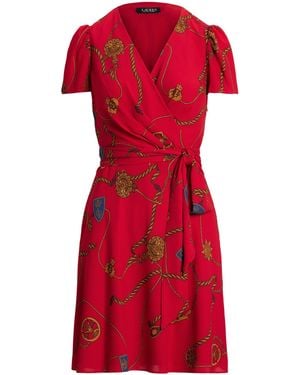 Ralph Lauren Belted Georgette Mini Dress - Red