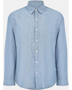 Peter Werth Harlan Long Sleeve Plain Shirt - Blue