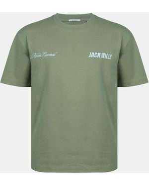 Jack Wills Script Mix Cotton Short Sleeve Oversized T-Shirt - Green