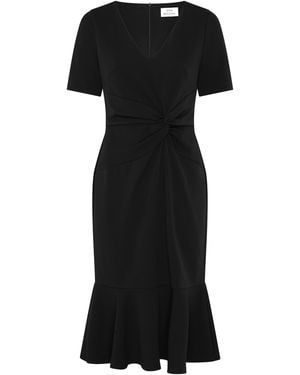 Gina Bacconi Kiara V Neck Twist Midi Dress - Black
