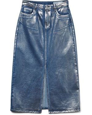 Vero Moda Vm Coated Denim A Line Skirt - Blue