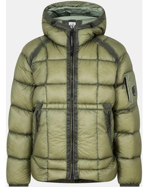 C.P. Company Dd Shell Medium Down Hip Length Hooded Medium Puffer Jacket - Green