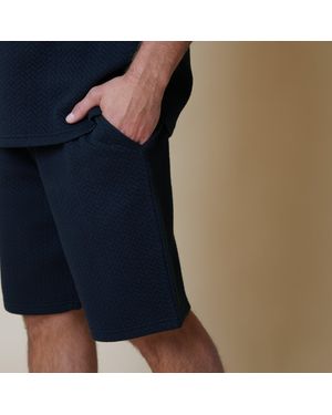 Threadbare Cotton Blend Textured Sweat Shorts - Blue