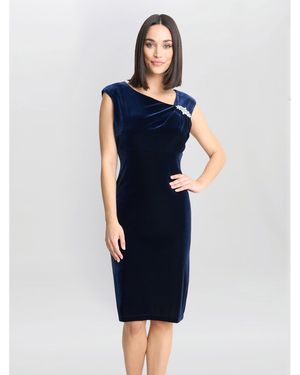 Gina Bacconi Justine Sleeveless Velvet Dress With Trim - Blue