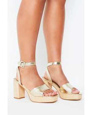 Missy Empire Strap Block Platform Heeled Sandals - Brown