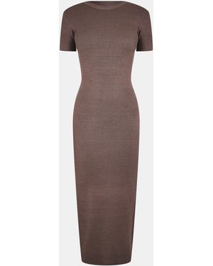Jack Wills Travel Rib Midi Knitted Jumper Dress - Brown