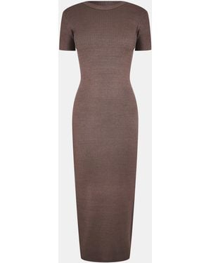 Jack Wills Travel Rib Midi Knitted Jumper Dress - Brown