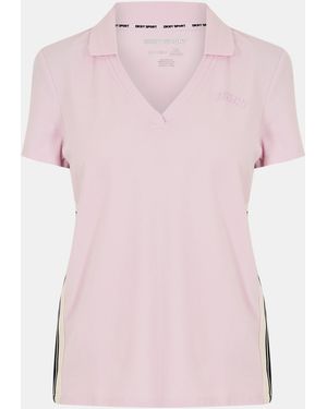 DKNY Stripe Short-Sleeve Polo Shirt - Pink
