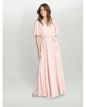 Gina Bacconi Crissy Maxi Dress With Cape Sleeve - Pink