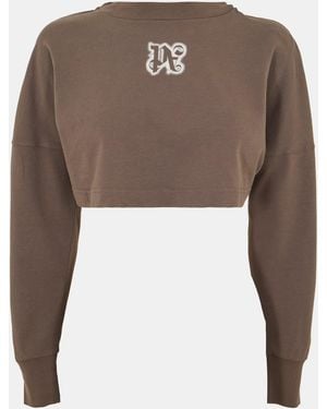 Palm Angels Neon Logo Long-Sleeve T-Shirt - Brown