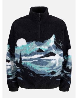 Jack & Jones Bear Mountain Teddy Fleece Half Zip Top - Blue