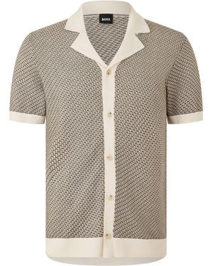 BOSS Patterned Short Sleeve Shirt - Natural