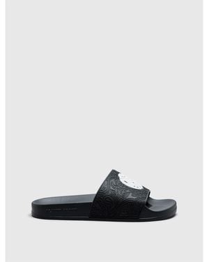 Pretty Green Pg Okala Embossed Pool Sliders - Black