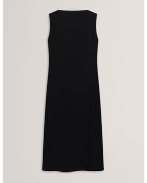 Ted Baker Pleat Midi Tea Dress - Black