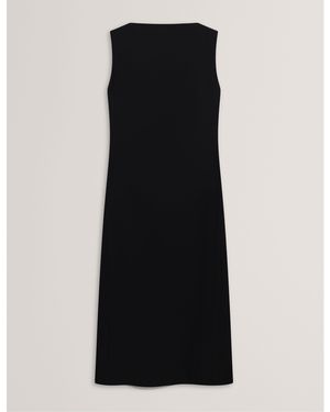 Ted Baker Pleat Midi Tea Dress - Black
