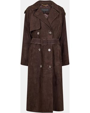 Donna Karan Suede Trench Coat - Brown