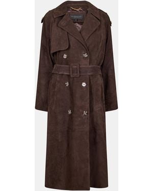Donna Karan Suede Trench Coat - Brown