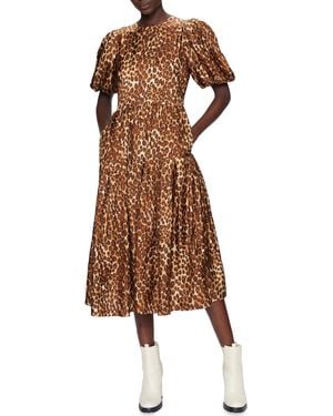Ted Baker Leopard Print Midi Dress - Brown
