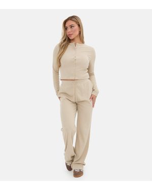 I Saw It First Ribbed Wide Leg Trouser - Natural