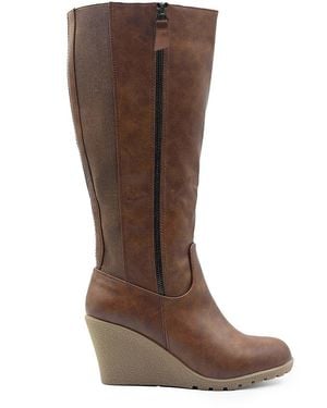 Where's That From Pu Lara Mid Calf Boots - Brown