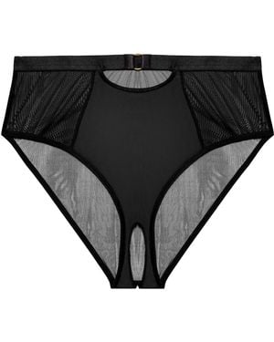 Playful Promises Kristina Ouvert High Waist Brief - Black