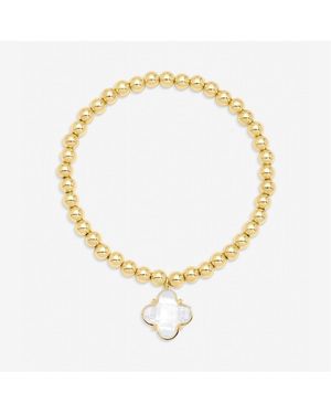 Jon Richard Polished And Crystal Clover Stretch Bracelet - Metallic