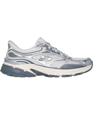 Skechers Metallic Overlay Mesh Slip On Trainers - Grey