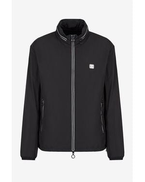 ARMANI EXCHANGE Patch Logo Long Sleeve Zip Harrington Jacket - Black