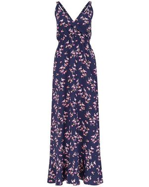 Yumi' Flamingo Printed Maxi Dress - Purple