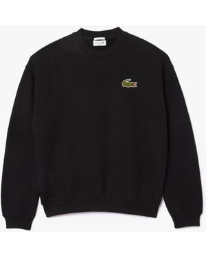 Lacoste Loose-Fit Badge Accent Fleece Sweatshirt - Black