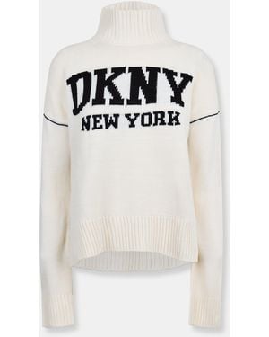 DKNY Knitted Turtle Neck Jumper - White