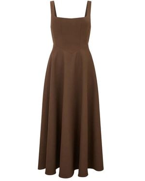 Odd Muse The Ultimate Muse High Waist Square Neck Midi Dress - Brown