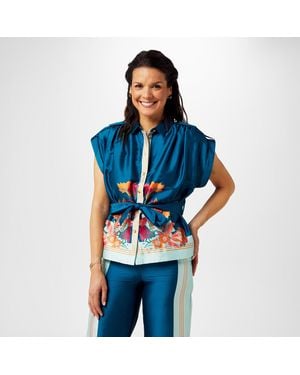 Biba Border Print Top - Blue