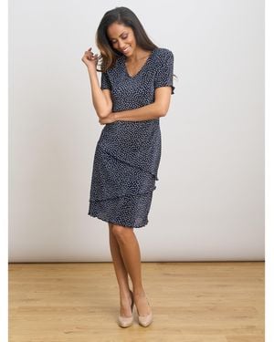 Gina Bacconi Nakita Spot Plisse Mini Dress - Blue