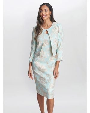 Gina Bacconi Julie Jacquard Shift Dress And Bolero - Blue