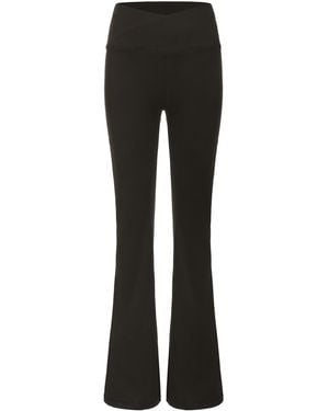 La Gear Crossover-Waist Flared Leggings - Black