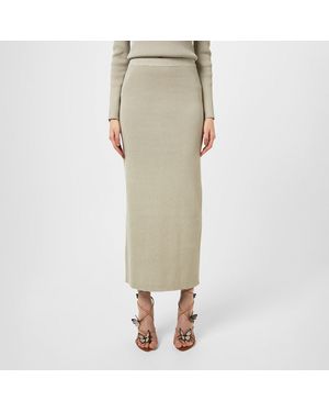 Pretty Lavish Gianna Ribbed Midi Skirt - Natural