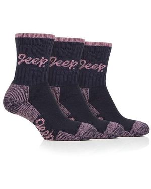 Jeep 3 Pack Cotton Boot Socks - Blue