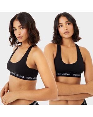 Jack Wills Dibsdall Multipack Bralette 2 Pack - Black
