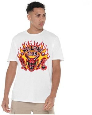 Stranger Things Hellfire Flames T-Shirt - White