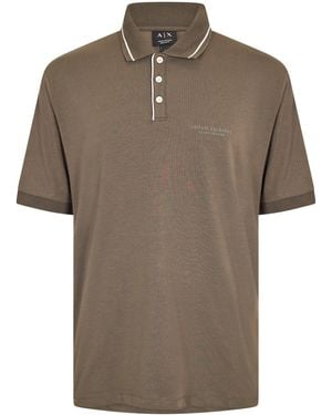 ARMANI EXCHANGE Short Sleeve Polo Shirt - Brown