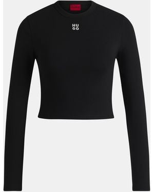 HUGO Long Sleeve Logo T-Shirt - Black
