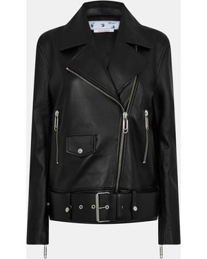 Off-White c/o Virgil Abloh Oversized Leather Jacket - Black
