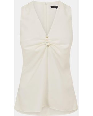 French Connection Arlette V-Neck Short Sleeve Blouse - White