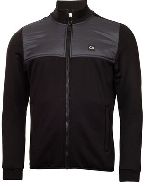 Calvin Klein Solid Patterned Full Zipper Ribbed Cuff Zipped Pocket Jacket - Black