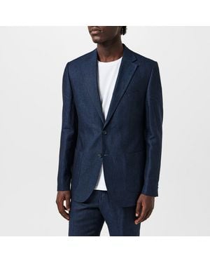 Without Prejudice Frith Slim Fit Linen Jacket - Blue