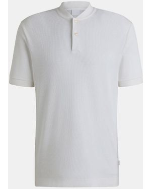 BOSS H-Pratt 120 Collarless Polo Shirt - Grey