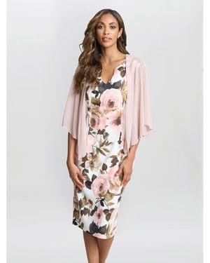 Gina Bacconi Chiffon Waterfall Cover-Up Cape - White