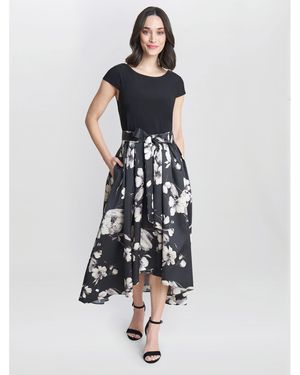 Gina Bacconi Colleen Jersey And Jacquard Dress - Blue