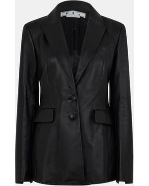 Off-White c/o Virgil Abloh Lapel Blazer Structured Leather Jacket - Black